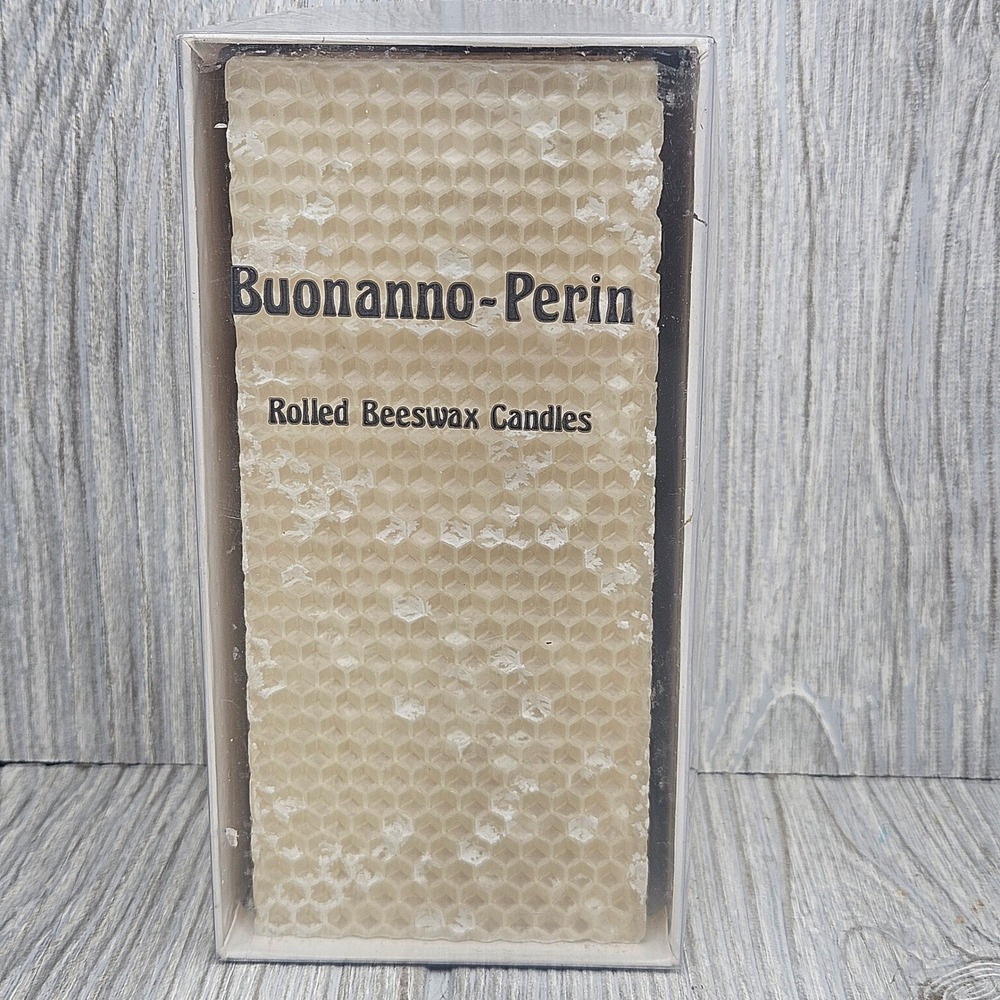 Buonanno-Perin Rolled Beeswax Pillar Candle 6 Inch Honeycomb Ivory Made in NY